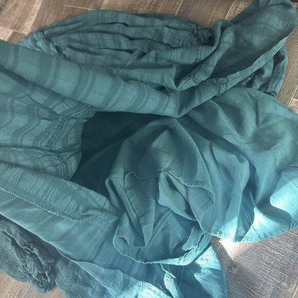 Amadi Anthropologie‎ Dress Small Green Rossi Tunic Ruffled Ruched Boho - Picture 4 of 10